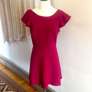BCBGeneration Maroon Mini Party Dress with Ruffle Cap Sleeves (Size 8)